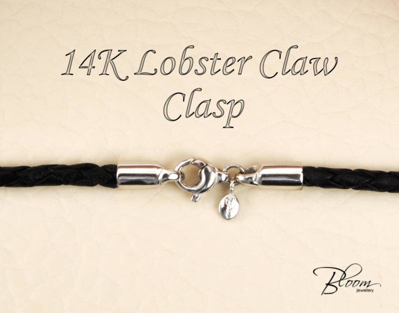 Geflochtene Lederkette Karabinerverschluss Aus 14K Weißgold, Geschenk Für Mann von BloomDiamonds