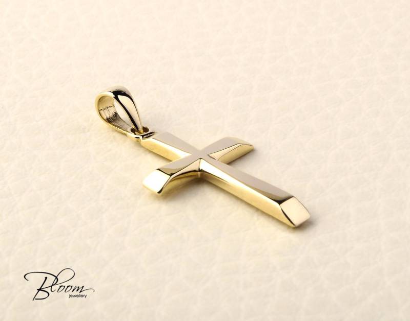 Massivgold Kreuzhalskette 14K Goldkreuz-Anhänger-Halsketten Für Männer Ordentliches Kreuz-Anhänger Mens Goldkreuz - Bloom-Schmucksachen von BloomDiamonds