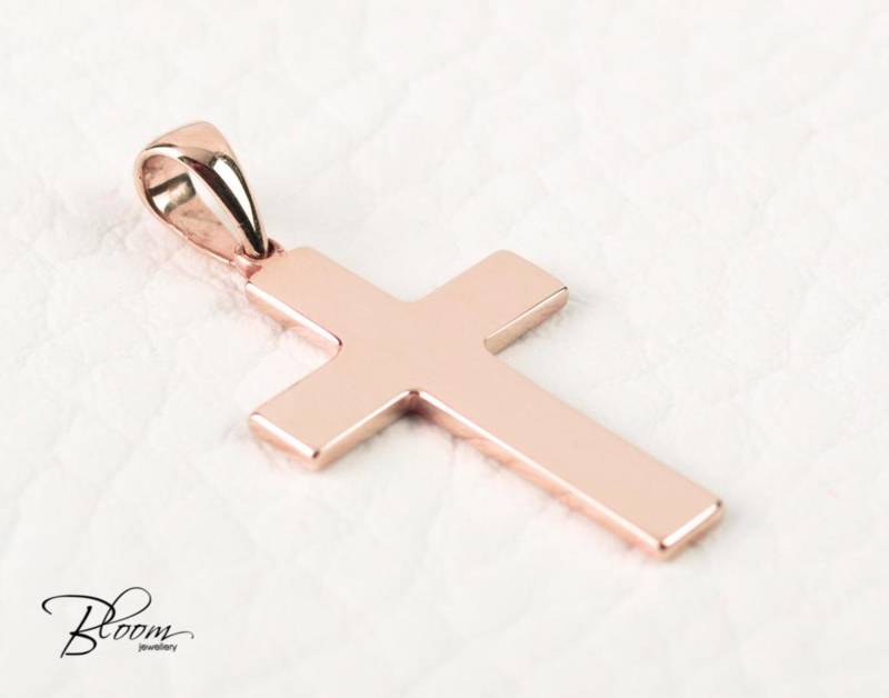 Schlichte Rose Gold Kreuz 14K Anhänger Personalisierte Geschenk Für Frauen Bloomdiamonds von BloomDiamonds