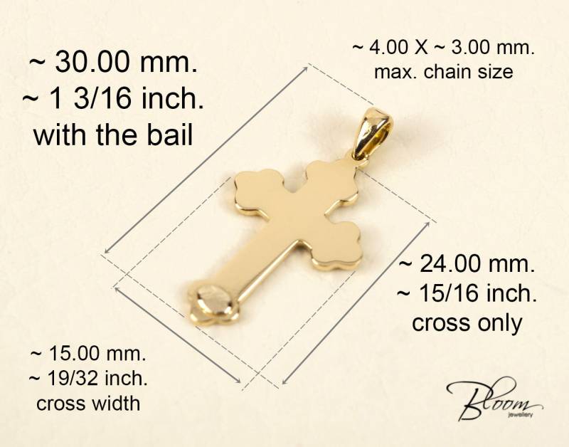 Kreuzanhänger Aus 14K Massivgold Orthodinale Taufe von BloomDiamonds