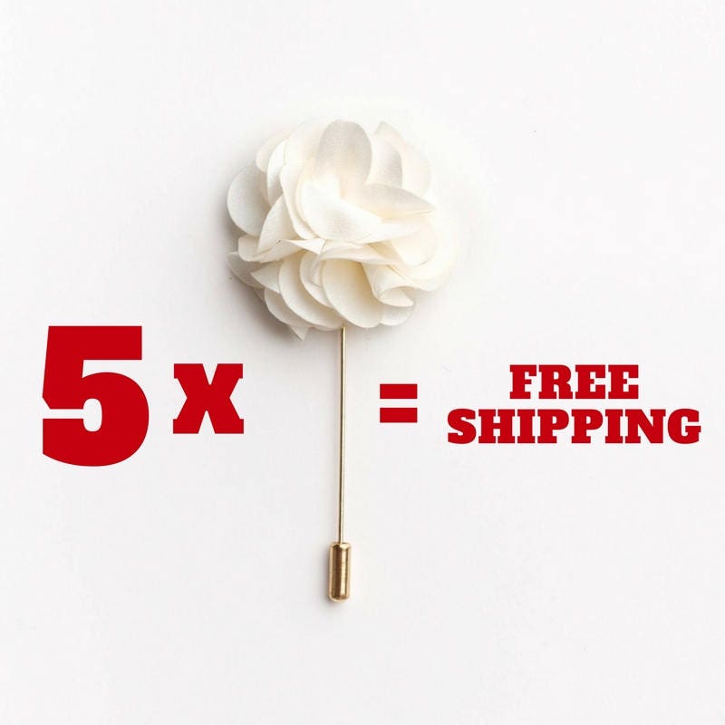 Weiß/Creme Revers Pin Set, 5 Boutonniere Mit Kostenlosem Versand, Blumen Anstecknadel Männer, Groomsman Hochzeit Pins, Pack von BloomLapelPins
