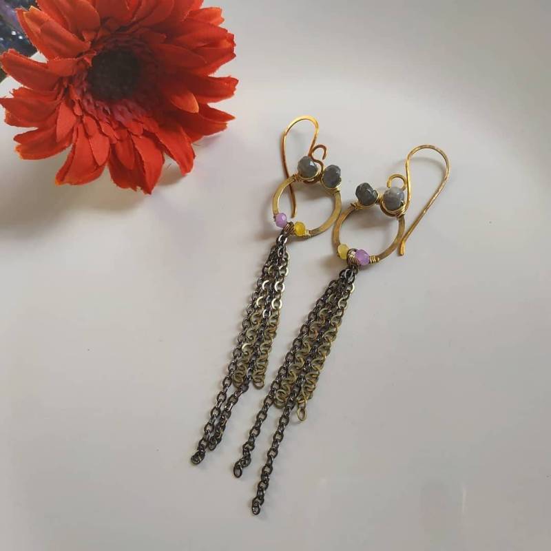 Boho Reifen Und Kette Ohrringe, Einfache Schmuck Draht Umwickelt von BloomNJazz