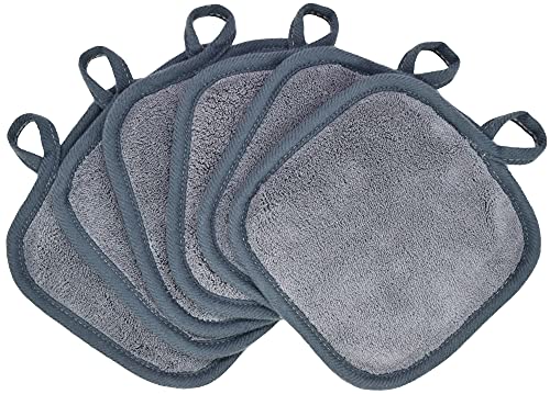 BloomSesame Abschminktuch aus Mikrofaser - Wiederverwendbar Mikrofaser Gesichtsreinigungstuch - Make-Up Entferner Tuch Grau（5 x 5inch 6 Stück） von BloomSesame