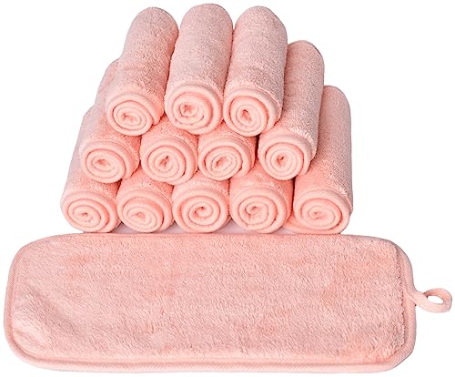 BloomSesame Abschminktuch aus Mikrofaser - Wiederverwendbar Mikrofaser Gesichtsreinigungstuch - Make-Up Entferner Tuch Orange （15x30cm 12 Stück） von BloomSesame