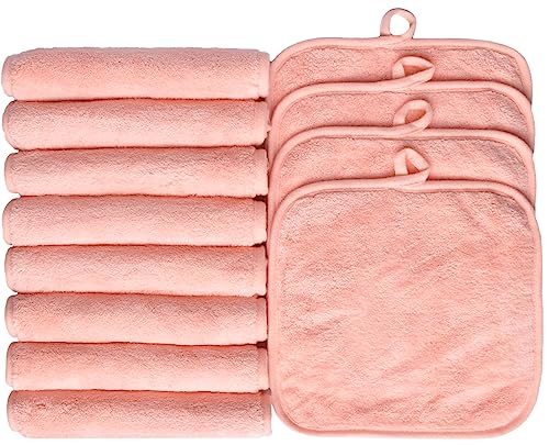 BloomSesame Abschminktuch aus Mikrofaser - Wiederverwendbar Mikrofaser Gesichtsreinigungstuch - Make-Up Entferner Tuch Orange （20x20cm 12 Stück） von BloomSesame
