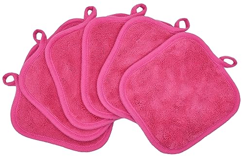 BloomSesame Abschminktuch aus Mikrofaser - Wiederverwendbar Mikrofaser Gesichtsreinigungstuch - Make-Up Entferner Tuch Rosarot（5 x 5inch 6 Stück） von BloomSesame