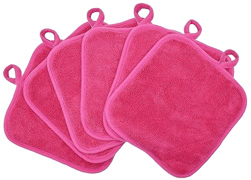 BloomSesame Abschminktuch aus Mikrofaser - Wiederverwendbar Mikrofaser Gesichtsreinigungstuch - Make-Up Entferner Tuch Rosarot（8 x 8inch 6 Stück） von BloomSesame
