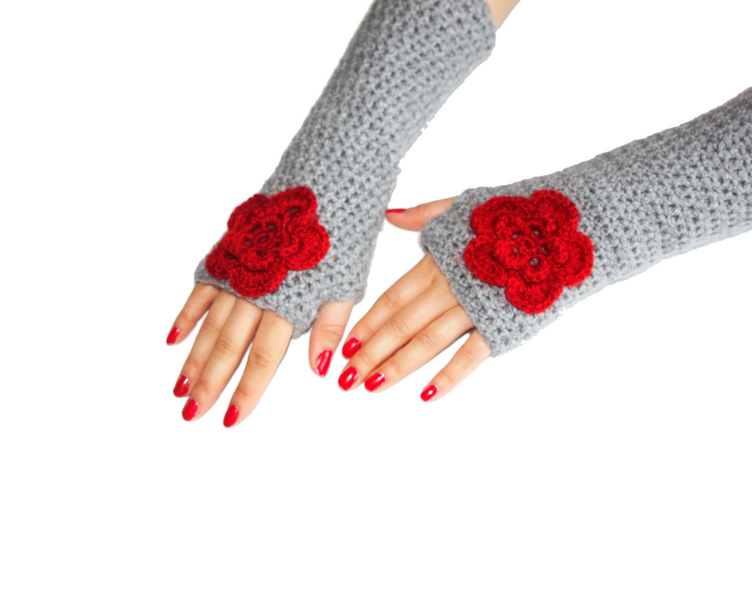 Lange Handschuhe, Fingerlose Winter Geschenke, Häkeln Armstulpen, Geschenkideen, Mode Accessoires, Gehäkelt von BloomedFlower