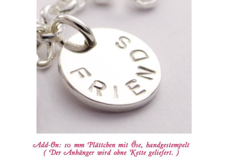 Add-On Personalisierte Plättchen Anhänger 925 Sterling Silber 10mm Handgestempelt von Bloomgart