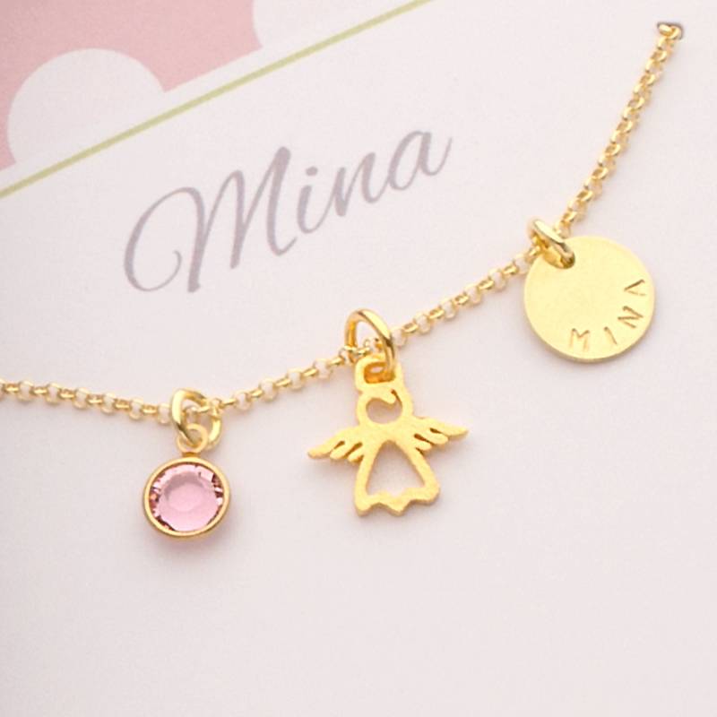 Gold Kette Mit Engel Geburtsstein Name, Ich Glaub An Dich, Namenskette Geschenkbox, Geschenk Zur Geburt Taufe Schulanfang Von Bloomgart von Bloomgart