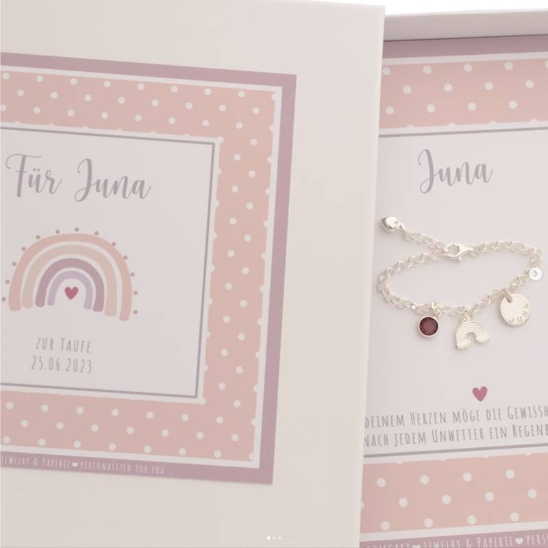 Kinderarmband Regenbogen Mit Name Gravur Geburtsstein | Geschenk Geburtstag Einschulung Taufe 925 Silber Mutmacher Armband Von Bloomgart von Bloomgart