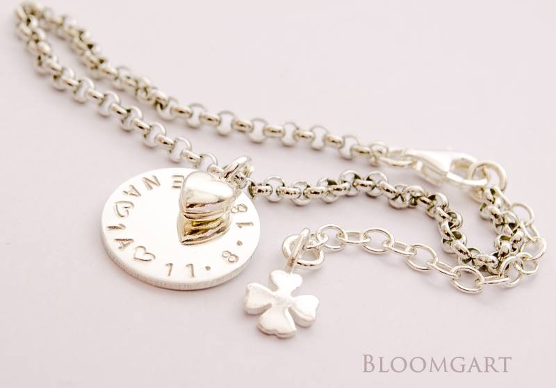 Namensarmband Mit Gravur Glücksklee Herz 925 Silber Persönliches Geschenk Zur Einschulung Geburt Taufe Mit Geschenkbox Von Bloomgart von Bloomgart