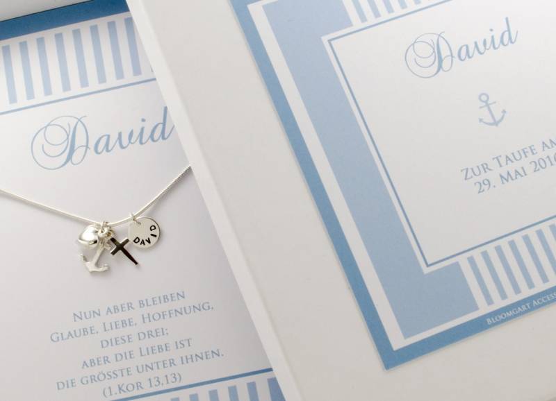 Namenskette Gravur Taufkette Glaube Liebe Hoffnung Geschenk Taufe Kommunion Taufschmuck Von Bloomgart Persönlicher Schmuck Mit Geschenkbox von Bloomgart