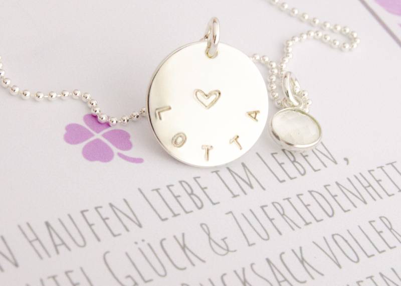 Namenskette Mit Gravur 925 Silber Halbedelstein Kette Mit Gravur Geschenk Beste Freundin Lebensschmuck Familienschmuck Bloomgart von Bloomgart
