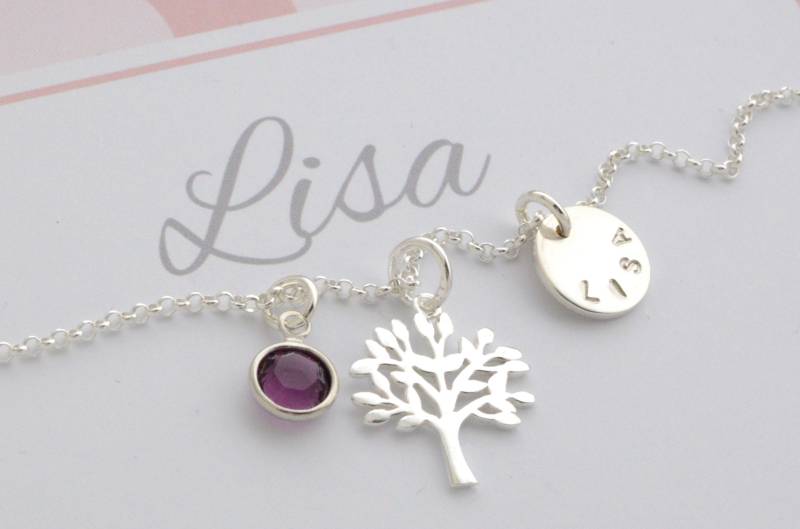 Namenskette Mit Lebensbaum Gravur 925 Silber Persönliche Geschenkbox Taufkette Mädchen Geschenk Zur Taufe Kommunion Konfirmation Bloomgart von Bloomgart