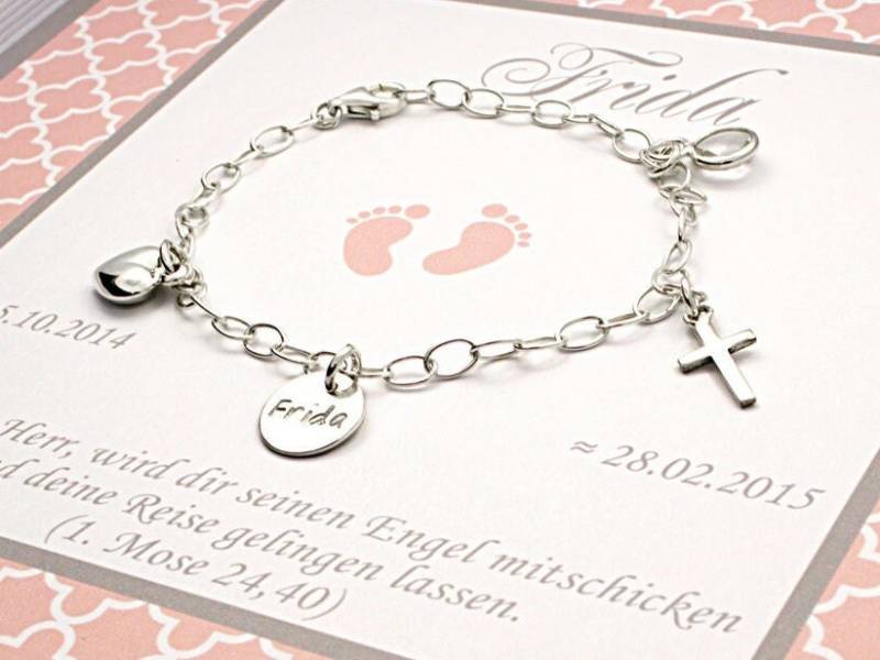 Taufarmband Mit Gravur Aus 925 Sterling Silber Schmuck Taufkette Mädchen Kinderarmband Für Kinder Zur Taufe Von Bloomgart von Bloomgart
