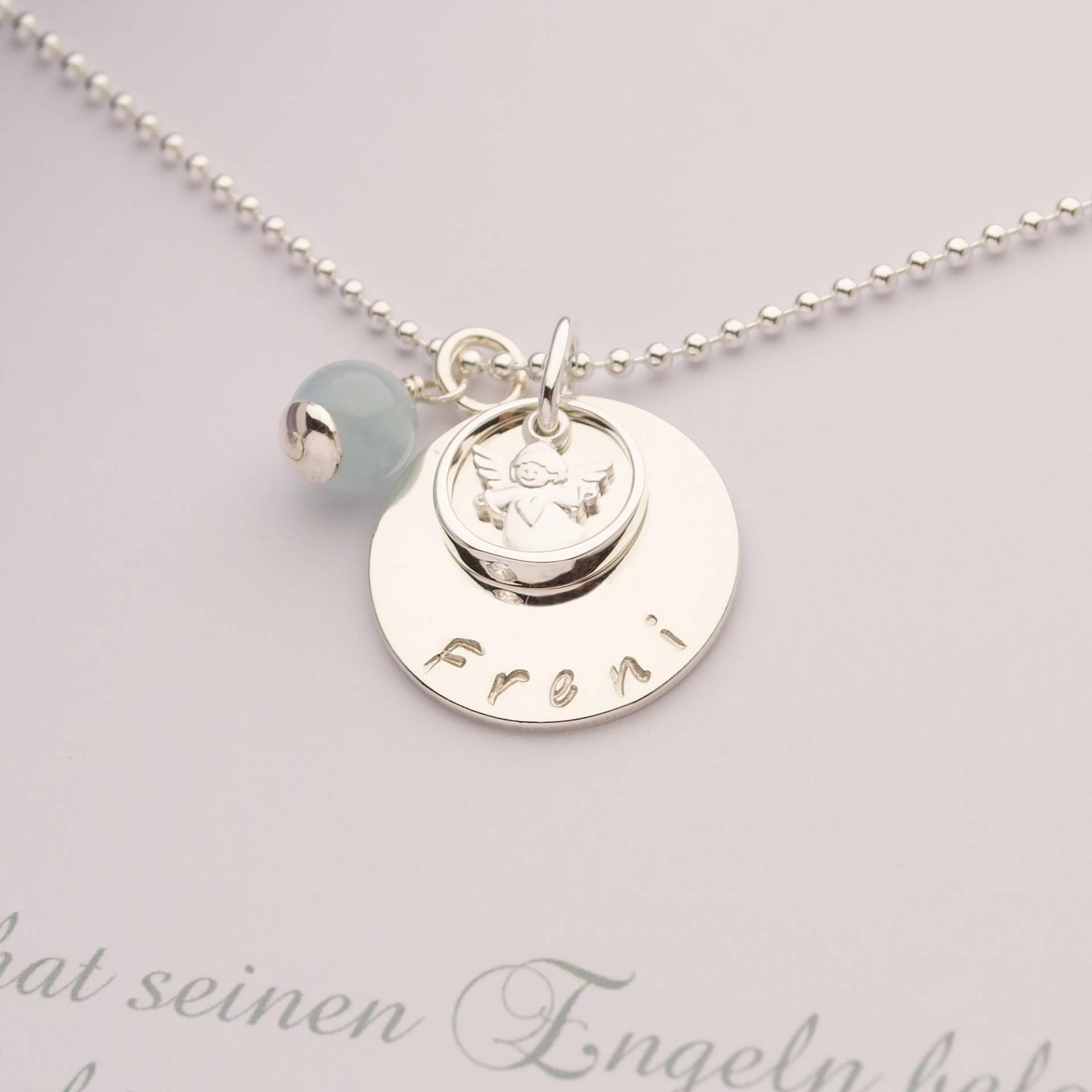 Taufkette Mädchen Mit Schutzengel & Gravur | Engelsrufer Kette Aquamarin Taufgeschenk Patenkind Personalisierter Schmuck 925 Silber Taufkette Mädchen Mit Schutzengel & Gravur | Engelsrufer Kette Aquamarin Taufgeschenk Patenkind Personalisierter Schmuck 925 Silber von Bloomgart