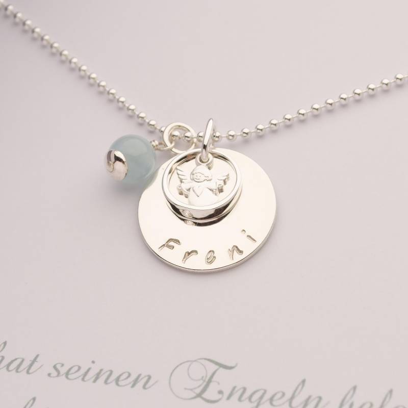 Taufkette Mädchen Mit Schutzengel & Gravur | Engelsrufer Kette Aquamarin Taufgeschenk Patenkind Personalisierter Schmuck 925 Silber Taufkette Mädchen Mit Schutzengel & Gravur | Engelsrufer Kette Aquamarin Taufgeschenk Patenkind Personalisierter Schmuck 925 Silber von Bloomgart