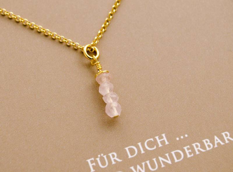 Zarte Gliederkette Tiny Gems Rosenquarz 925 Silber Vergoldet Handgemachter Schmuck Mit Geschenkbox Von Bloomgart von Bloomgart