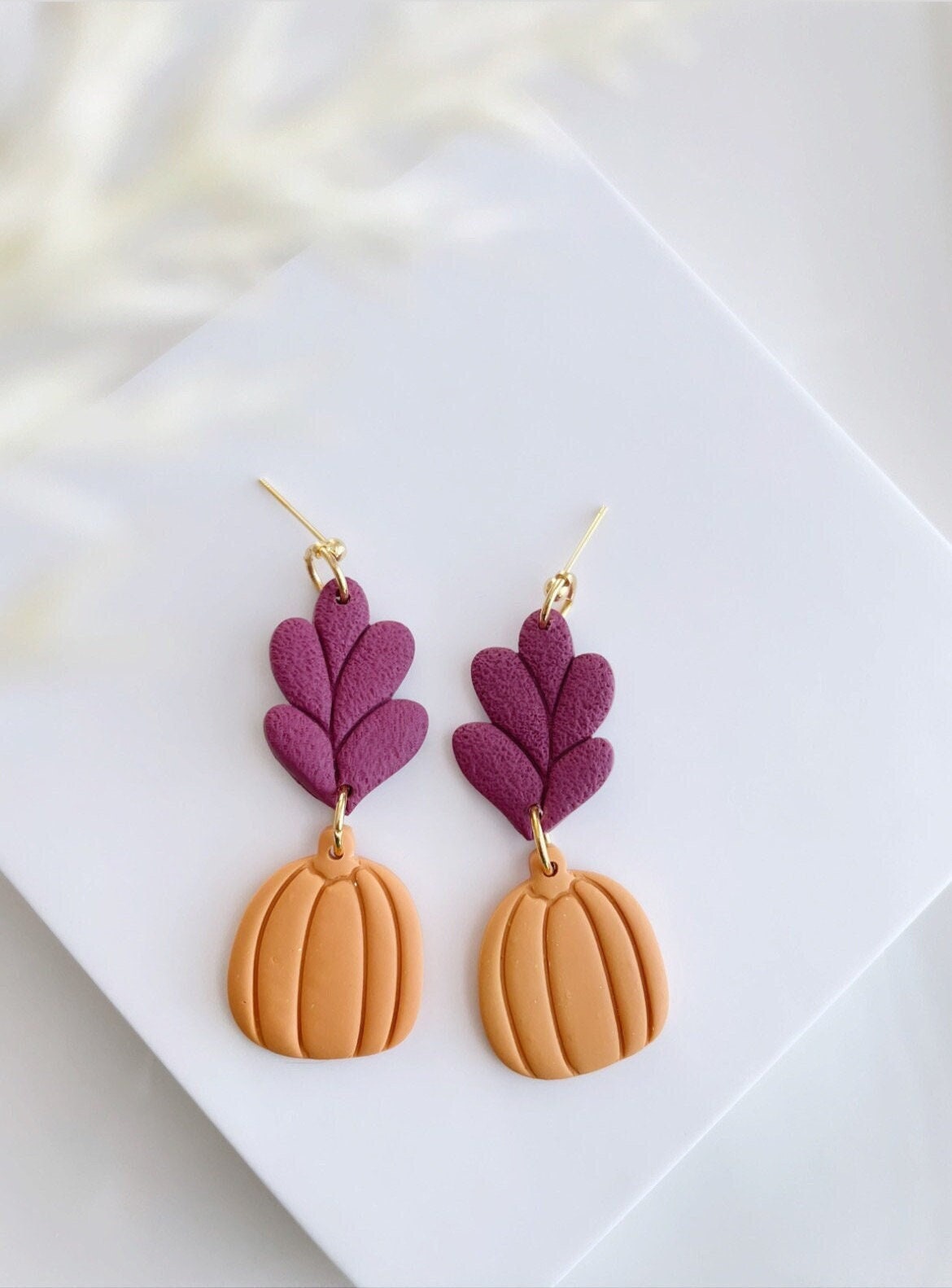 Blatt Kürbis Ohrringe, Halloween Herbstmode Herbst Schmuck Blatt Kürbis Ohrringe, Halloween Herbstmode Herbst Schmuck von BloomingDayClay