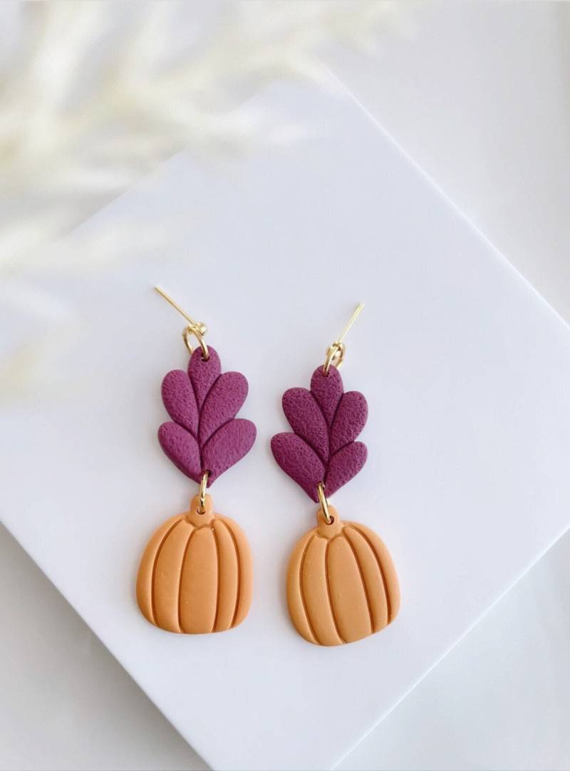 Blatt Kürbis Ohrringe, Halloween Herbstmode Herbst Schmuck Blatt Kürbis Ohrringe, Halloween Herbstmode Herbst Schmuck von BloomingDayClay