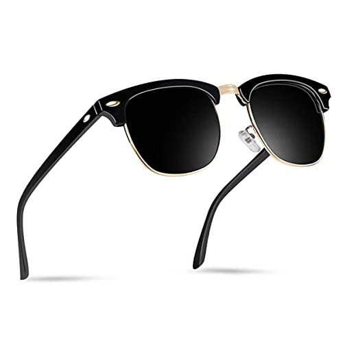 Bloomoak Halbrahmen Polarisierte Klassische Metall Sonnenbrillen Herren-Retro Polarisierte Sonnenbrille Damen, UV400 Schutz Sonnenbrille Verspiegelt zum Radfahren, Autofahren, Laufen, Wandern von Bloomoak