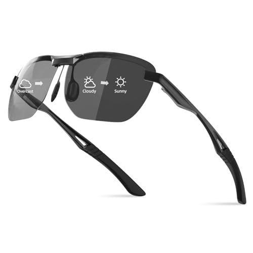 Bloomoak Men's Driving Sunglasses Polarized Sunglasses Sports Eyewear Fishing Golf Goggles for UV400 Eyes Protection (Photochromic) von Bloomoak