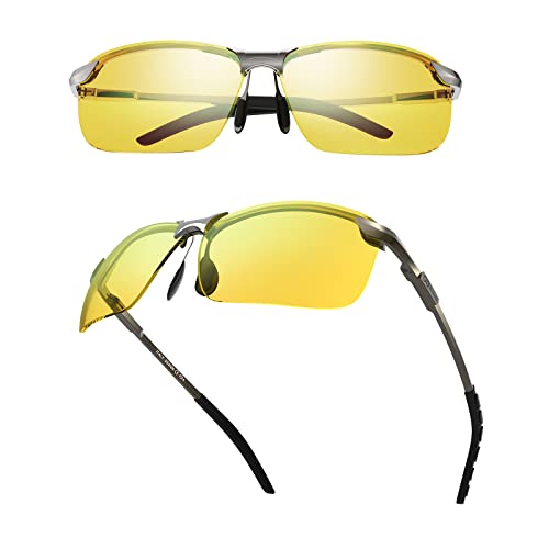 Bloomoak Nachtfahrbrille, Polarisierte Sport Nachtsichtbrille mit aktualisierter Anti-Reflective Beschichtung|Halbrandlos |Blendschutz|Nebelig, Regen|Schneeig|Unisex von Bloomoak