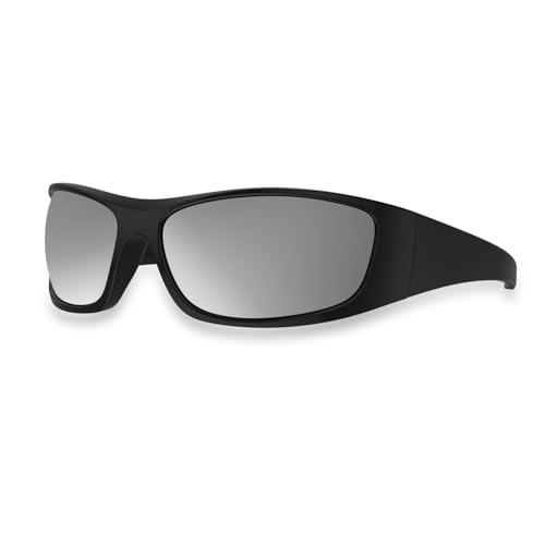 Bloomoak Super Dark Lens Black Polarized Sunglasses | Wrap Around Sport Sunglasses Unisex | UV400 | CAT 4 | For photophobia(Sensitive Eyes) (Super Schwarz(CAT 4)/Silber Verspiegelt/Wassersport) von Bloomoak