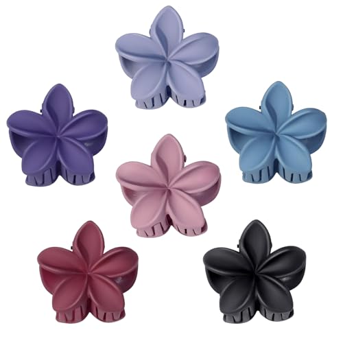 Blooms 6 Stück Haarklammer Blume Klein, Hawaii Haarklammern Blumen Matt Haarspangen Damen Rutschfeste Blumenklammern Mädchen Hair Clip Blumen Spange für Hochzeit Strand Party Pool Urlaub von Blooms