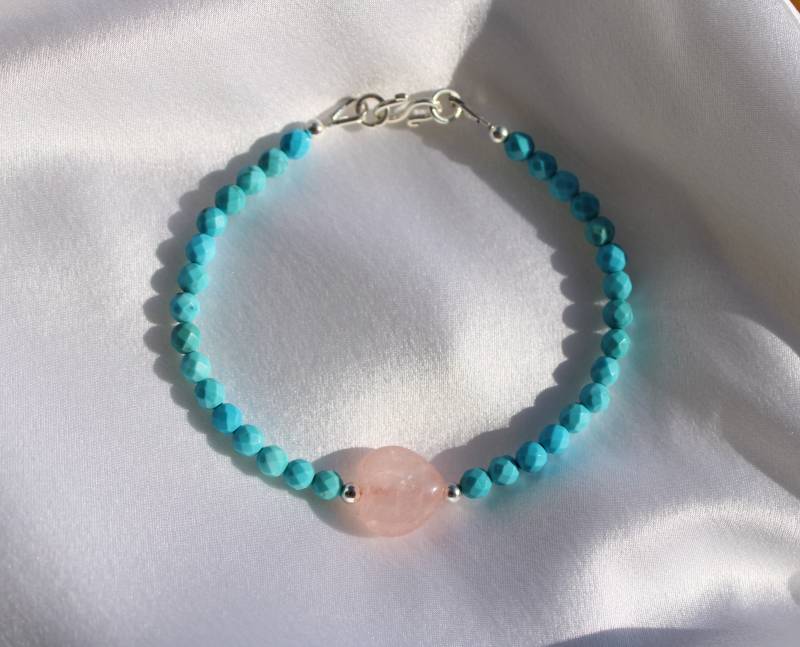 Echter Türkis Rosenquarz Armband von BloomyStones