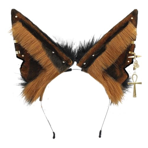 Blooshow Handgemachte Wolf Ohr Stirnband Fox Ohr Haarband Wolf Cosplay Requisiten (C Braun Schwarz) von Blooshow