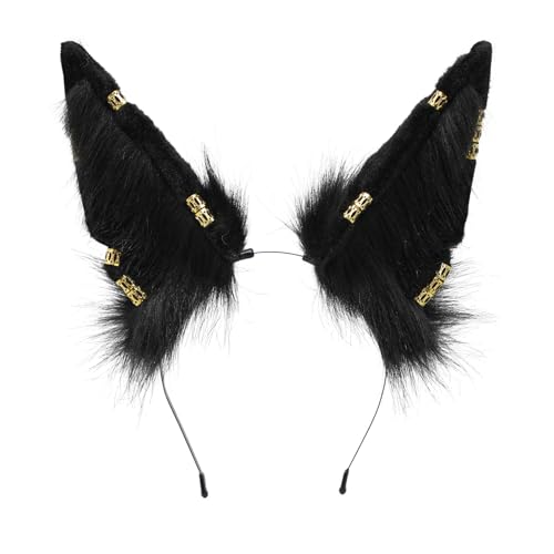Blooshow Handgemachte Wolf Ohr Stirnband Fox Ohr Haarband Wolf Cosplay Requisiten (C Schwarz) von Blooshow