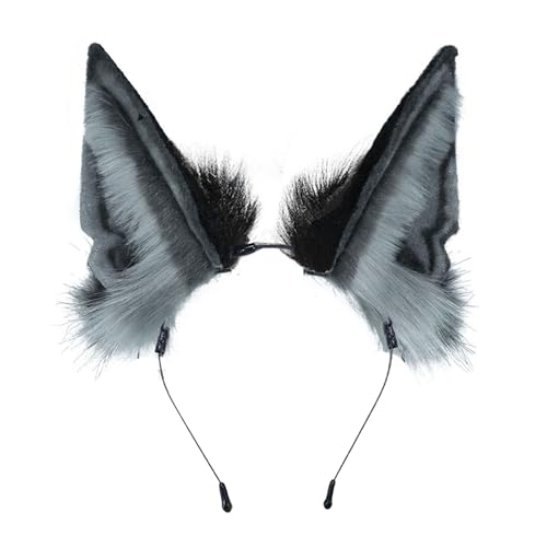 Blooshow Handgemachte Wolf Ohr Stirnband Fox Ohr Haarband Wolf Cosplay Requisiten (Grau Schwarz) von Blooshow