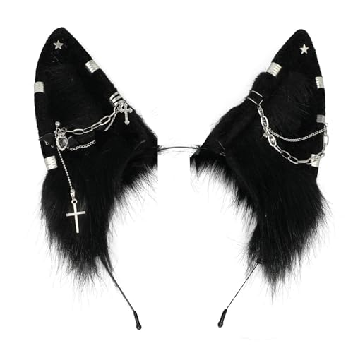 Blooshow Handgemachte Wolf Ohr Stirnband Fox Ohr Haarband Wolf Cosplay Requisiten (Schwarz) von Blooshow