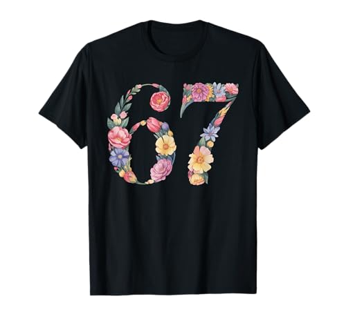 Mädchen Six Seven Meme Aquarell Blumenzahl 67 T-Shirt Mädchen Six Seven Meme Aquarell Blumenzahl 67 T-Shirt von Blossom Age Art Six Seven Meme Floral