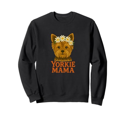 Yorkie Mama Yorkshire Terrier mit Gänseblümchen Krone Floral Dog Sweatshirt von Blossom Paws Collective Arts