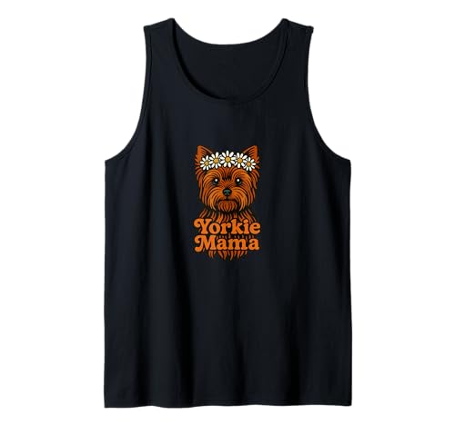Yorkie Mama Yorkshire Terrier mit Gänseblümchen Krone Floral Dog Tank Top Yorkie Mama Yorkshire Terrier mit Gänseblümchen Krone Floral Dog Tank Top von Blossom Paws Collectives