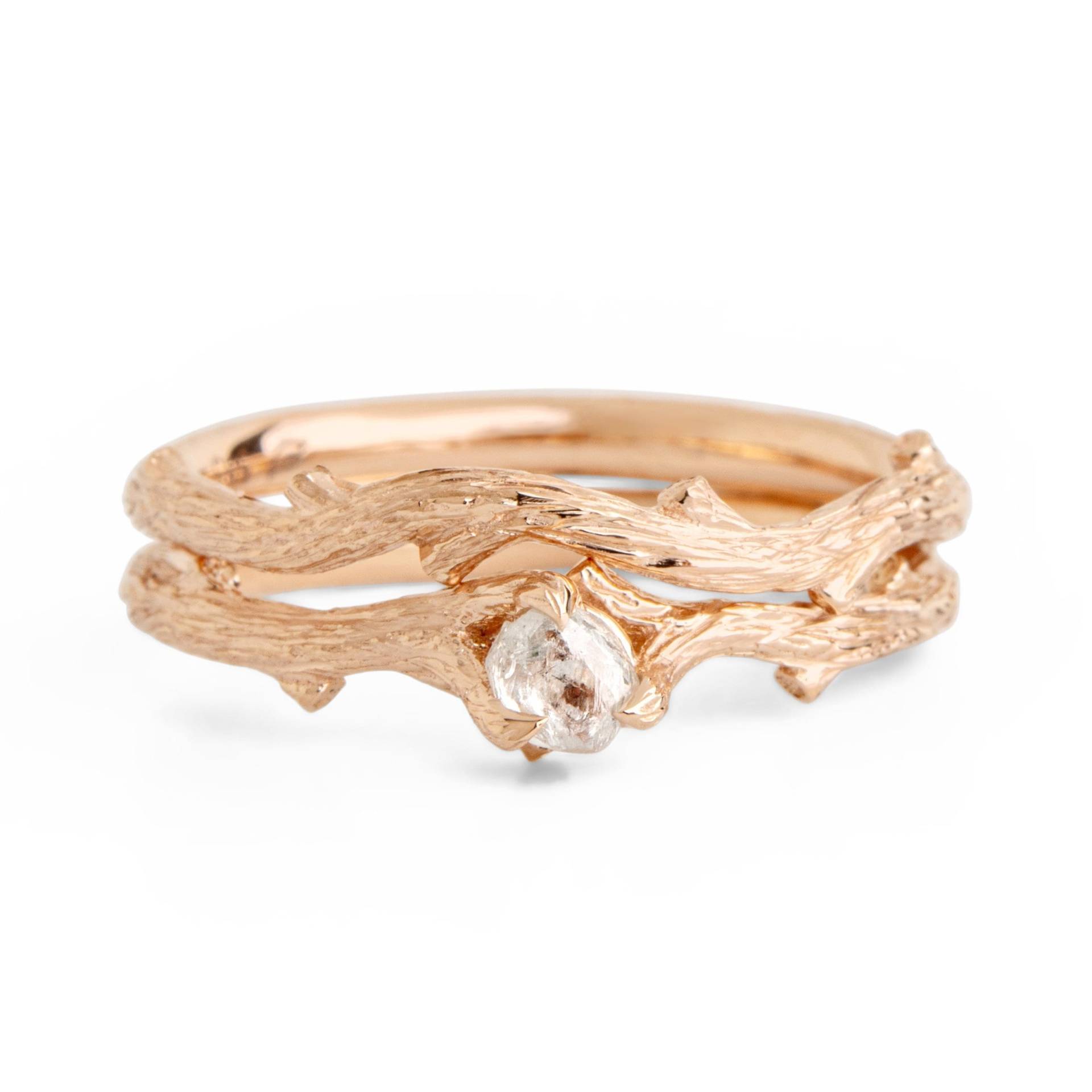 Rohdiamant Ring, Zweig Verlobungsring, Braut Set von BlossomAndSuch