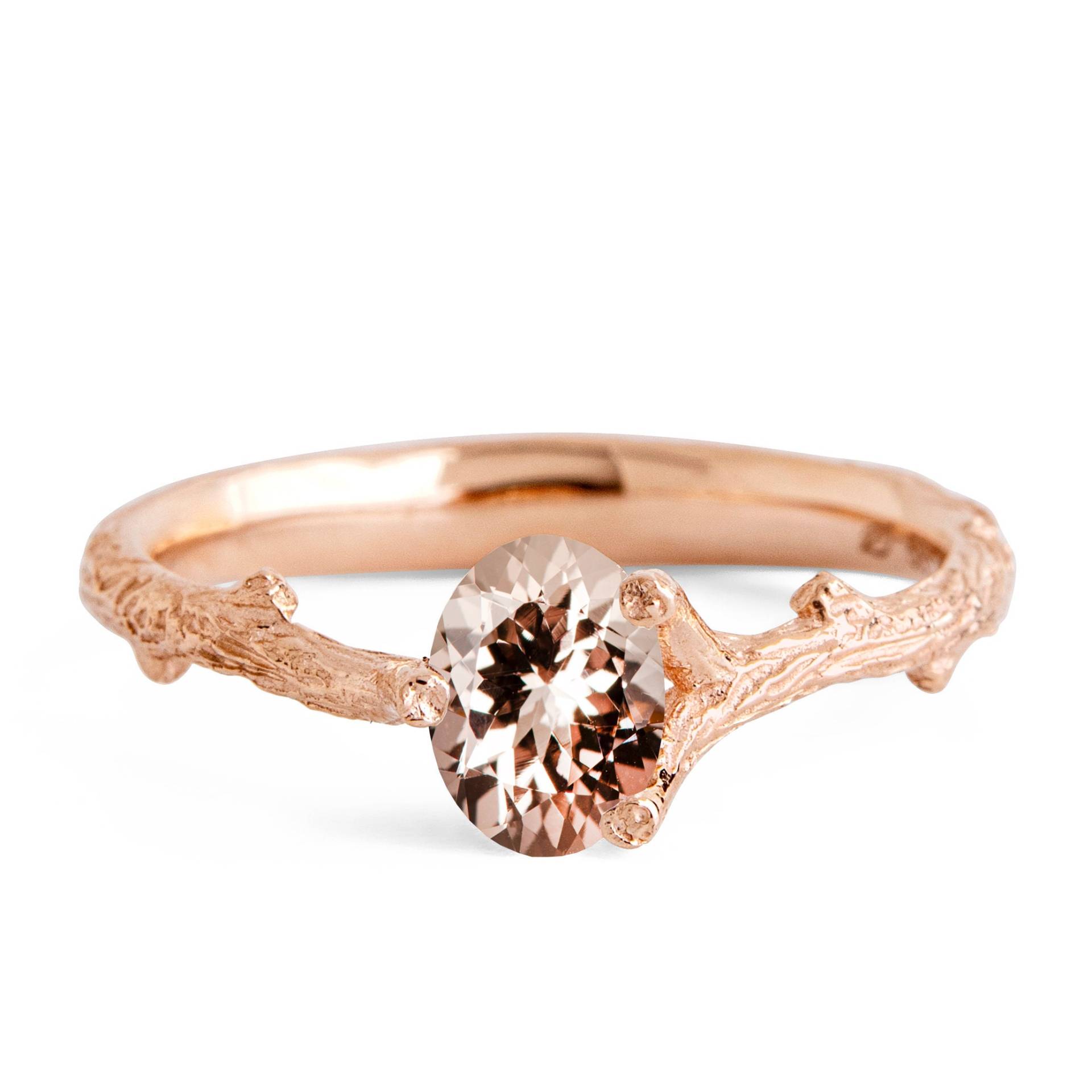 Zweig Verlobungsring, Oval Morganit Ring von BlossomAndSuch