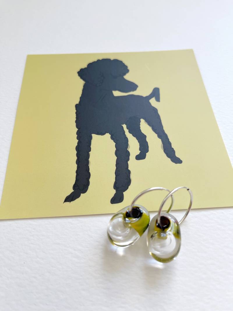 Zitrone & Schwarz Mit Klaren Winzigen Hohlen Tropfen Handgefertigte Lampwork Glasperlen An 21 Mm Sterling Silber Endlose Creolen von BlossomStudio
