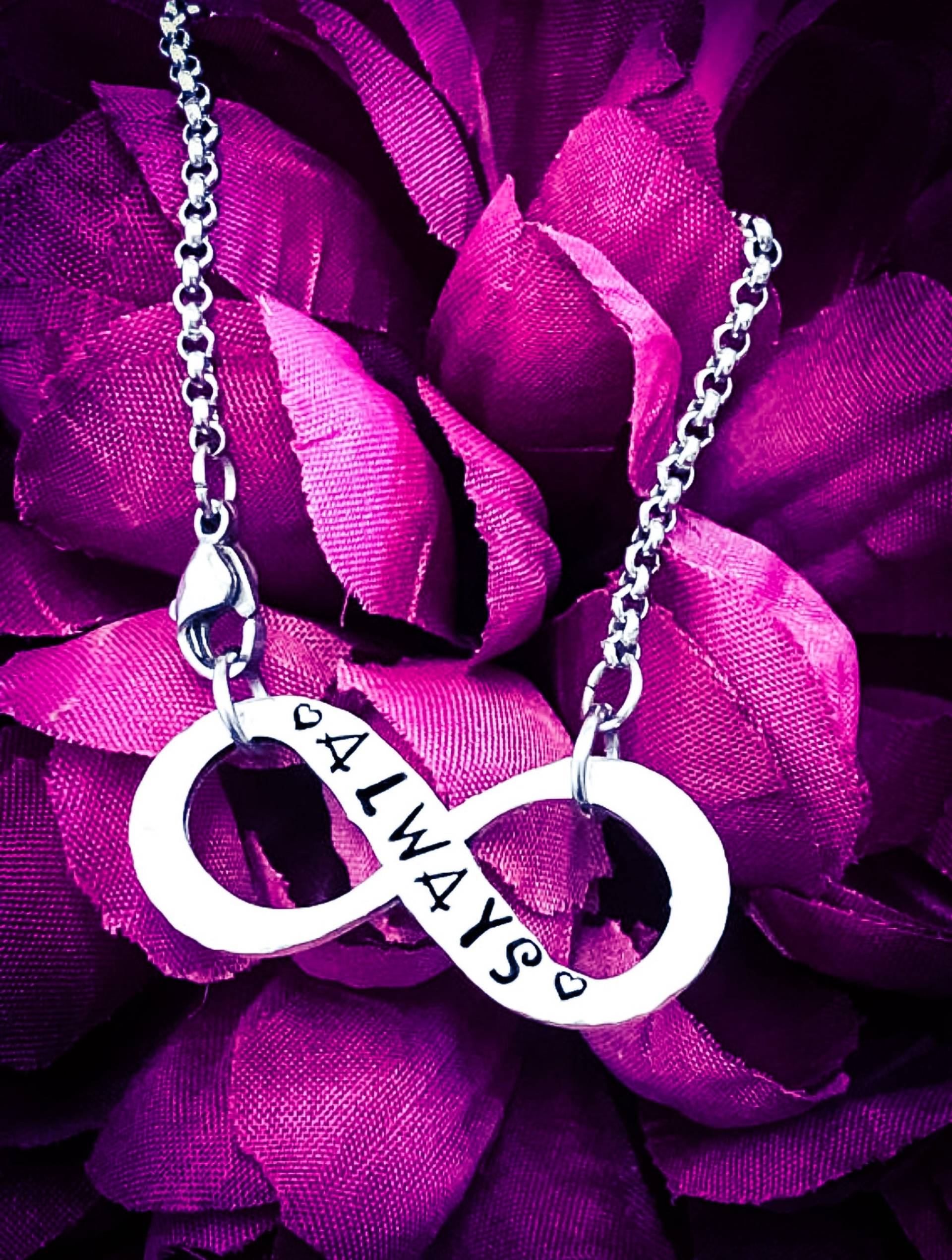 Hand Gestempelt "Always' Infinity Halskette Edelstahl Rolo Kette Hand Gestempelt "Always' Infinity Halskette Edelstahl Rolo Kette von BlossomWitchUK