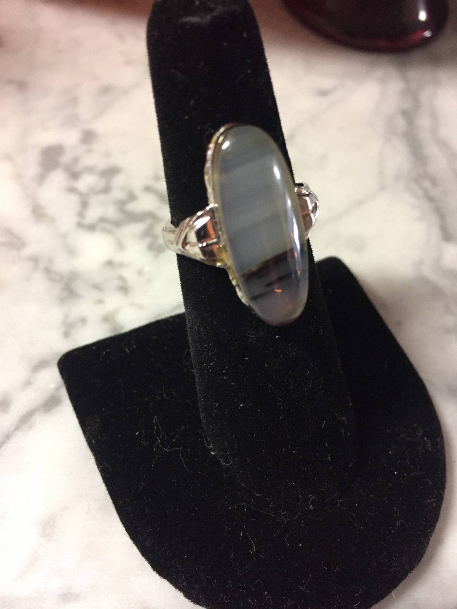 Moos-Dendriten Achat Und Sterling Silber Ring Bands Clark Coombs Antique Size 5 von BlossomsAntiques
