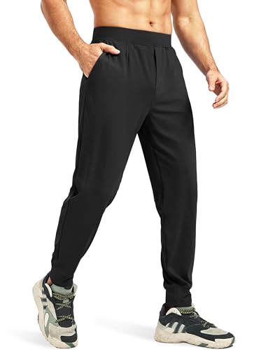 Blouty Herren-Jogginghose mit Reißverschlusstaschen, Stretch, Workout, athletische Sweathose, Fitnessstudio, Golf, Jogger für Herren, lässiges Laufen, Schwarz, Mittel von Blouty