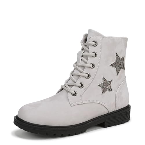 Blowfish Malibu Rena-ki Mädchen Kampfstiefel mit seitlichem Reißverschluss, Weiß / Flieder / Regenbogen-Glitzer, 1 Big Kid von Blowfish Malibu