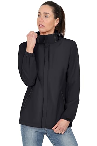 Blu Apparel Wasserdichte Damen-Regenjacke, Regenjacken für Damen, winddicht, atmungsaktiv, Netzfutter, Schwarz , 46 von Blu Apparel
