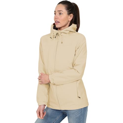 Blu Apparel Wasserdichte Regenjacke Damen mit Kapuze Windjacke Wandern Wanderjacke Frühlingsjacken, beige, 46 von Blu Apparel