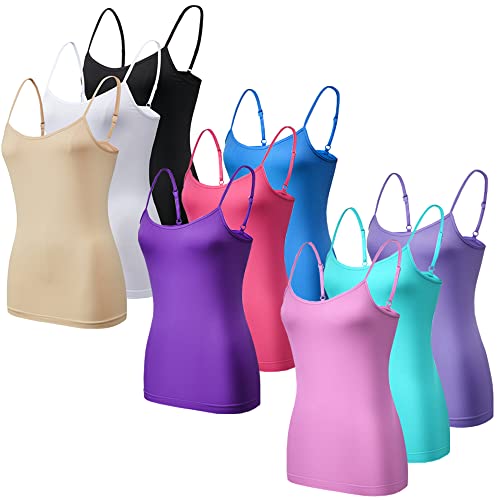 Superweiche Damen-Westen, 3er-Pack, nahtlos, weiches Cami, schwarz, weiß, hautfarben, Stretch-Top, Übergröße, 36-50, Damenwesten, Tops, Multipack für den Urlaub, 9 Stück, M von Blu Apparel