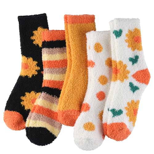 Blu Ninfee Kuschelsocken Damen Flauschige Kuschel Socken 5 Paar, Dicke Weiche Bettsocken Schlafsocken Mädchen, Warm Winter Flauschsocken Kuschelige Socken von Blu Ninfee