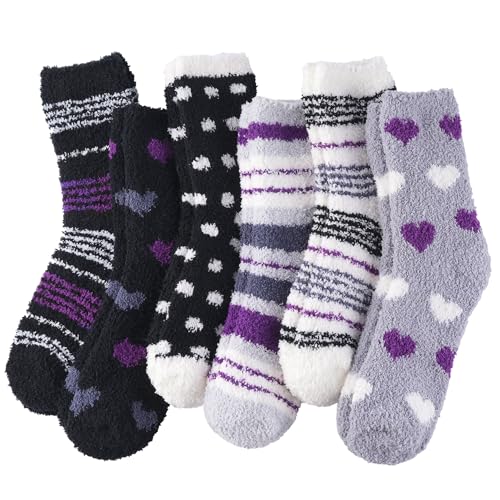 Blu Ninfee Kuschelsocken Damen Flauschige Kuschel Socken 6 Paar, Dicke Weiche Bettsocken Schlafsocken Mädchen, Warm Winter Flauschsocken Kuschelige Socken von Blu Ninfee